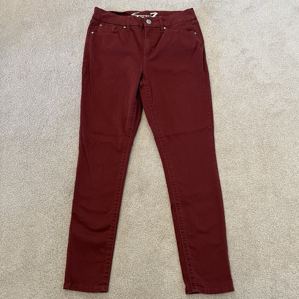 Seven7 Tummyless High Rise Skinny Jeans Womens Size 10 32x28 Burgundy Stretch